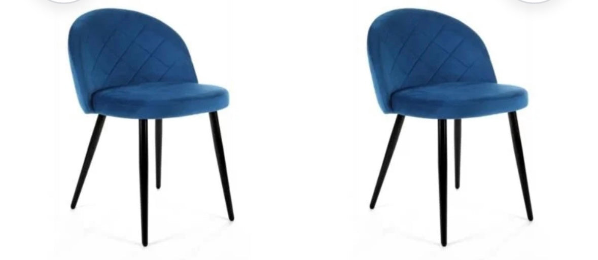 Lot de 4 chaises matelassées bleu velours